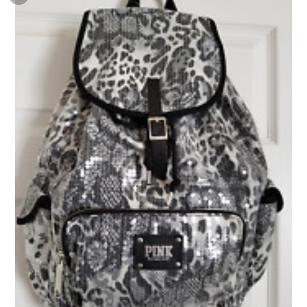 VS PINK grey cheetah backpack